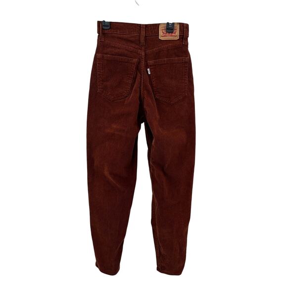 Levi's High Waisted Mom Jeans WMNS 25 Burnt Orange Tapered Leg Corduroy Zip Fly - Picture 7 of 12